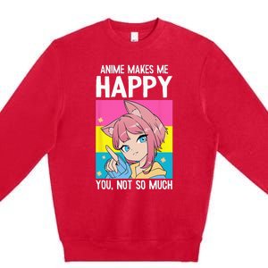 Anime Makes Me Happy You Not So Much LGBT Q Pansexual Pride Premium Crewneck Sweatshirt