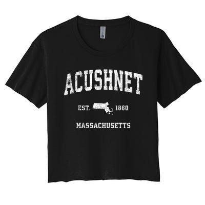 Acushnet Massachusetts Ma Vintage Athletic Sports Women's Crop Top Tee