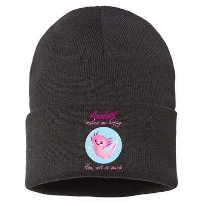 Axolotl Makes Me Happy You, Not So Much Sustainable Knit Beanie