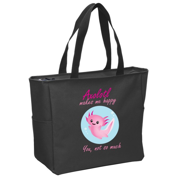 Axolotl Makes Me Happy You, Not So Much Zip Tote Bag