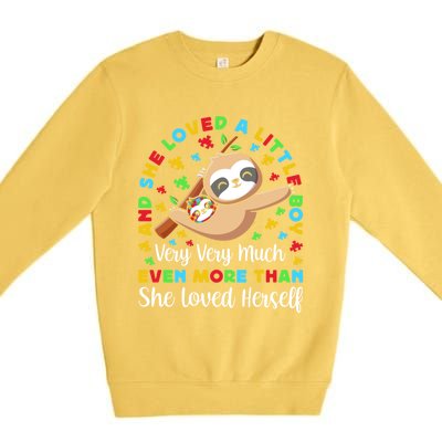 Autism Mom Mother Awareness Sloth Autistic Mom Autism Gift Premium Crewneck Sweatshirt