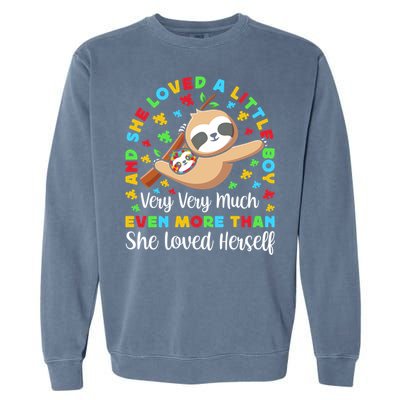 Autism Mom Mother Awareness Sloth Autistic Mom Autism Gift Garment-Dyed Sweatshirt