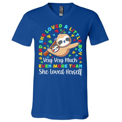 Autism Mom Mother Awareness Sloth Autistic Mom Autism Gift V-Neck T-Shirt