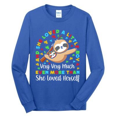 Autism Mom Mother Awareness Sloth Autistic Mom Autism Gift Tall Long Sleeve T-Shirt