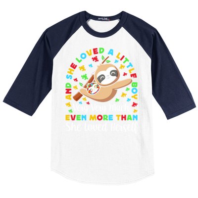 Autism Mom Mother Awareness Sloth Autistic Mom Autism Gift Baseball Sleeve Shirt