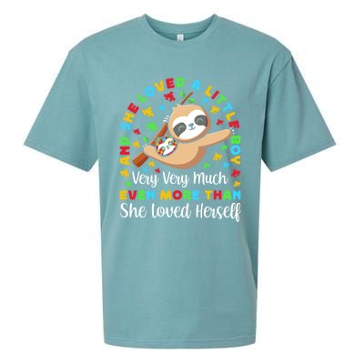 Autism Mom Mother Awareness Sloth Autistic Mom Autism Gift Sueded Cloud Jersey T-Shirt