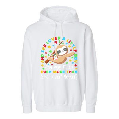 Autism Mom Mother Awareness Sloth Autistic Mom Autism Gift Garment-Dyed Fleece Hoodie