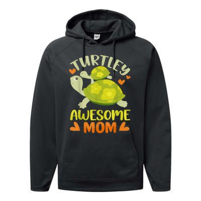 Awesome Mom Mothers Day Turtles Best Mama Mommy Son Matching Performance Fleece Hoodie