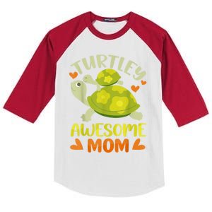 Awesome Mom Mothers Day Turtles Best Mama Mommy Son Matching Kids Colorblock Raglan Jersey