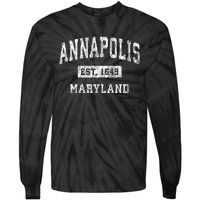 Annapolis Maryland Md Vintage Established Sports Tie-Dye Long Sleeve Shirt