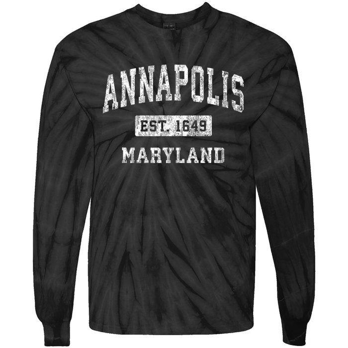 Annapolis Maryland Md Vintage Established Sports Tie-Dye Long Sleeve Shirt