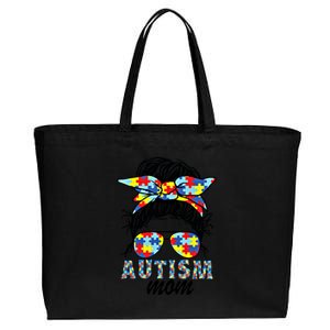 Autism Mom Messy Bun Sunglasses Bandana Mother’S Day Gift Cotton Canvas Jumbo Tote