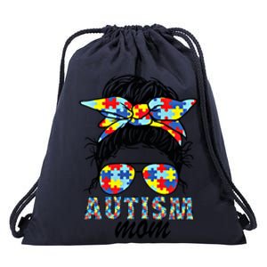 Autism Mom Messy Bun Sunglasses Bandana Mother’S Day Gift Drawstring Bag