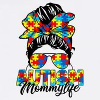 Autism Mommy Messy Bun Sunglasses Bandana Autism Awareness Tall T-Shirt