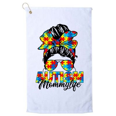 Autism Mommy Messy Bun Sunglasses Bandana Autism Awareness Golf Towel