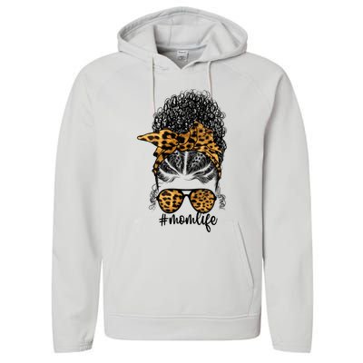 Afro Mom Mothers Day Messy Bun Black Mom Queen Melanin Gift Performance Fleece Hoodie