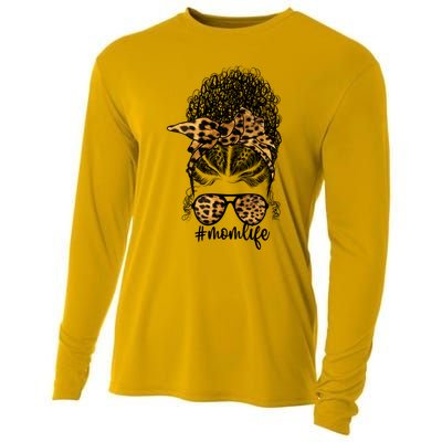 Afro Mom Mothers Day Messy Bun Black Mom Queen Melanin Gift Cooling Performance Long Sleeve Crew