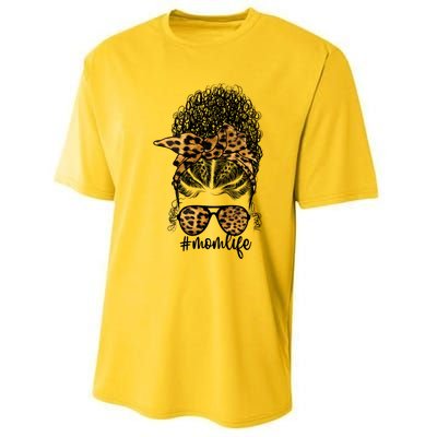 Afro Mom Mothers Day Messy Bun Black Mom Queen Melanin Gift Performance Sprint T-Shirt