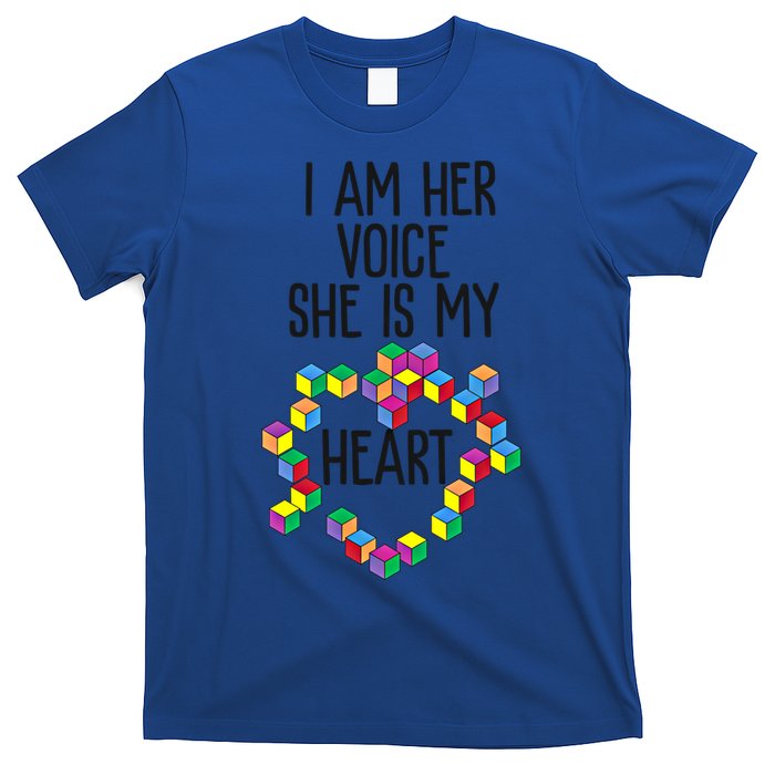 Autism Mom Mother Mama I Am Her Voice She Is My Heart Great Gift T-Shirt