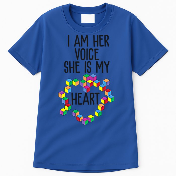 Autism Mom Mother Mama I Am Her Voice She Is My Heart Great Gift Tall T-Shirt