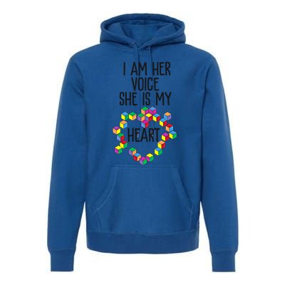 Autism Mom Mother Mama I Am Her Voice She Is My Heart Great Gift Premium Hoodie