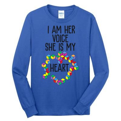 Autism Mom Mother Mama I Am Her Voice She Is My Heart Great Gift Tall Long Sleeve T-Shirt