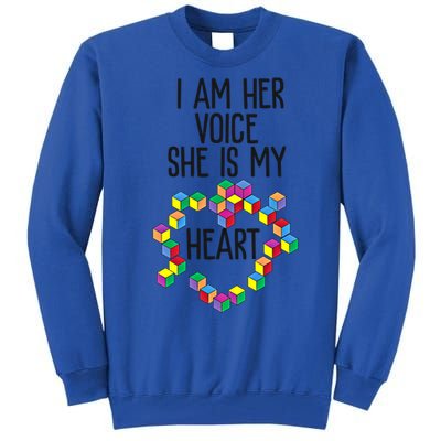 Autism Mom Mother Mama I Am Her Voice She Is My Heart Great Gift Tall Sweatshirt