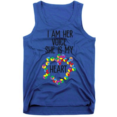 Autism Mom Mother Mama I Am Her Voice She Is My Heart Great Gift Tank Top