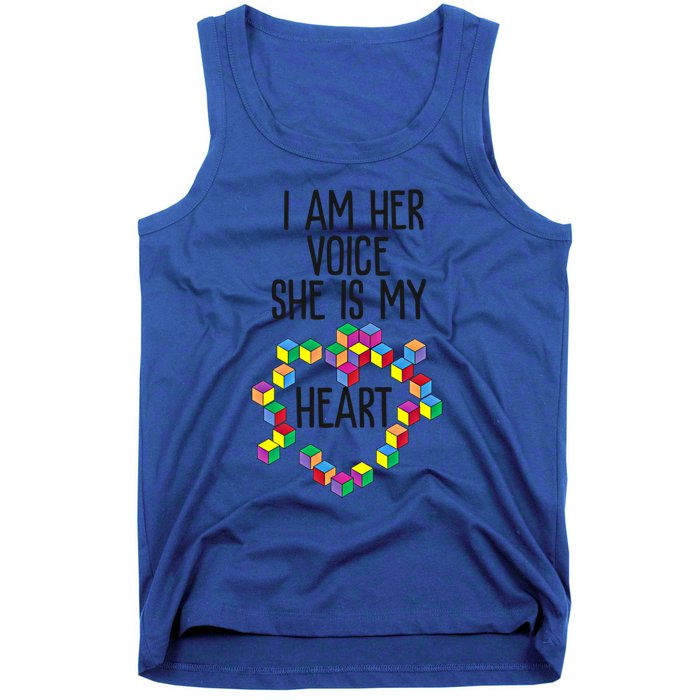 Autism Mom Mother Mama I Am Her Voice She Is My Heart Great Gift Tank Top