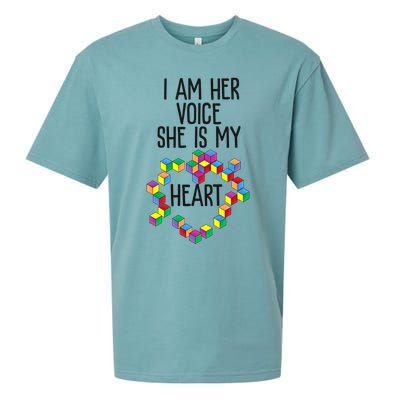 Autism Mom Mother Mama I Am Her Voice She Is My Heart Great Gift Sueded Cloud Jersey T-Shirt