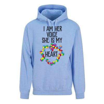 Autism Mom Mother Mama I Am Her Voice She Is My Heart Great Gift Unisex Surf Hoodie