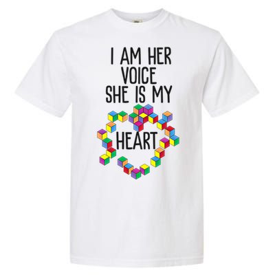 Autism Mom Mother Mama I Am Her Voice She Is My Heart Great Gift Garment-Dyed Heavyweight T-Shirt