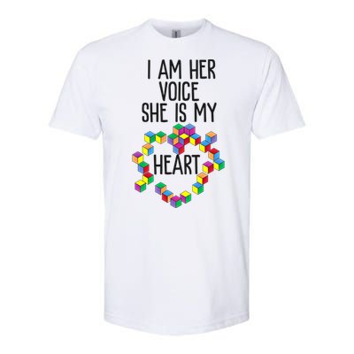 Autism Mom Mother Mama I Am Her Voice She Is My Heart Great Gift Softstyle CVC T-Shirt