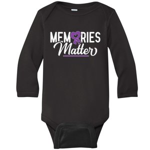 Alzheimer Memories Matter Purple Ribbon Dementia Warrior Baby Long Sleeve Bodysuit