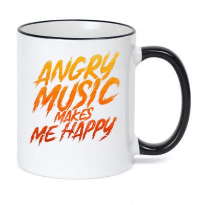 Angry Music Makes Me Happy Heavy Metal Music Lovers 11oz Black Color Changing Mug