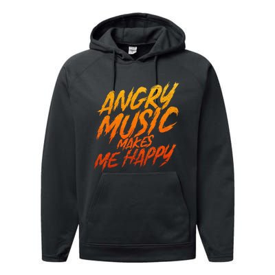 Angry Music Makes Me Happy Heavy Metal Music Lovers Performance Fleece Hoodie