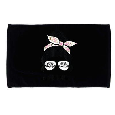 Aussie Mom Messy Bun Hair Glasses Funny Gift Microfiber Hand Towel