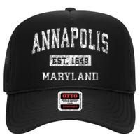 Annapolis Maryland Md Vintage Established Sports High Crown Mesh Back Trucker Hat