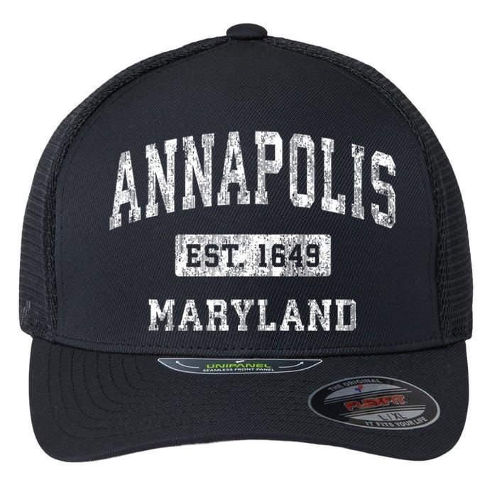 Annapolis Maryland Md Vintage Established Sports Flexfit Unipanel Trucker Cap