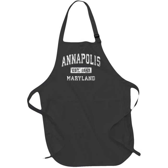 Annapolis Maryland Md Vintage Established Sports Full-Length Apron With Pockets