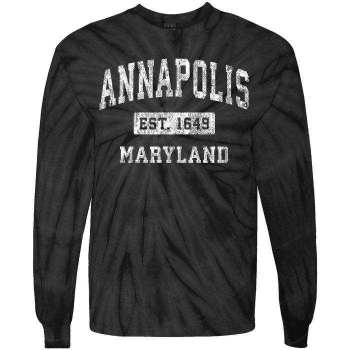 Annapolis Maryland Md Vintage Established Sports Tie-Dye Long Sleeve Shirt