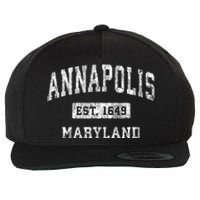 Annapolis Maryland Md Vintage Established Sports Wool Snapback Cap