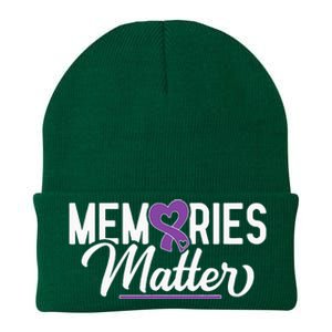 Alzheimer Memories Matter Purple Ribbon Dementia Warrior Knit Cap Winter Beanie