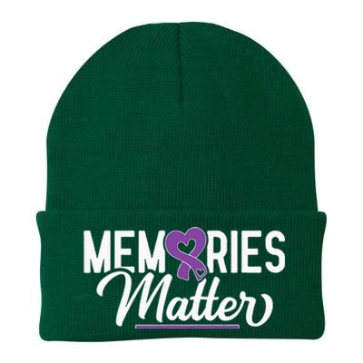 Alzheimer Memories Matter Purple Ribbon Dementia Warrior Knit Cap Winter Beanie