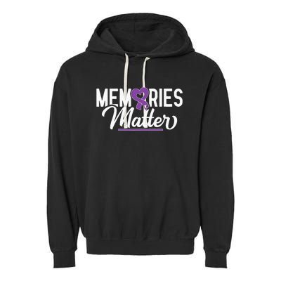 Alzheimer Memories Matter Purple Ribbon Dementia Warrior Garment-Dyed Fleece Hoodie