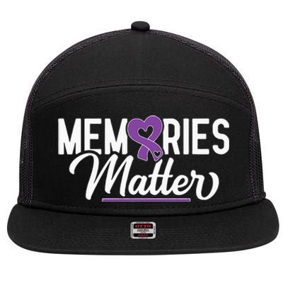 Alzheimer Memories Matter Purple Ribbon Dementia Warrior 7 Panel Mesh Trucker Snapback Hat