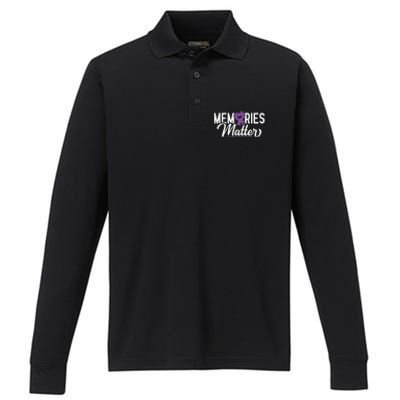 Alzheimer Memories Matter Purple Ribbon Dementia Warrior Performance Long Sleeve Polo