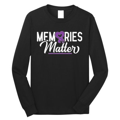 Alzheimer Memories Matter Purple Ribbon Dementia Warrior Long Sleeve Shirt