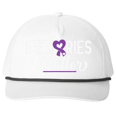 Alzheimer Memories Matter Purple Ribbon Dementia Warrior Snapback Five-Panel Rope Hat