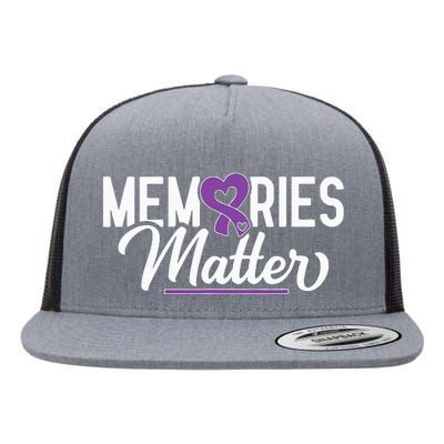 Alzheimer Memories Matter Purple Ribbon Dementia Warrior Flat Bill Trucker Hat